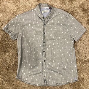 Grey & White Collared Short-Sleeve w/ Cactus/Cacti